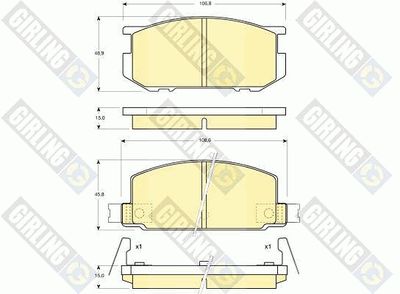 GIRLING 6102119 Тормозные колодки и сигнализаторы  для SUBARU LEONE II (AB) 1600