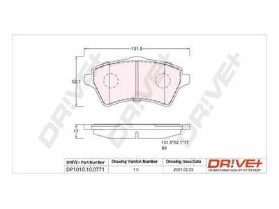 Dr!ve+ DP1010.10.0771 Тормозные колодки и сигнализаторы  для LAND ROVER FREELANDER I (L314) 1.8 i 16V 4x4