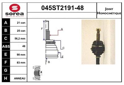STARTCAR 045ST2191-48 ШРУС  для RENAULT CLIO I (B/C57_, 5/357_) 1.4 (B/C57T, B/C57Y)