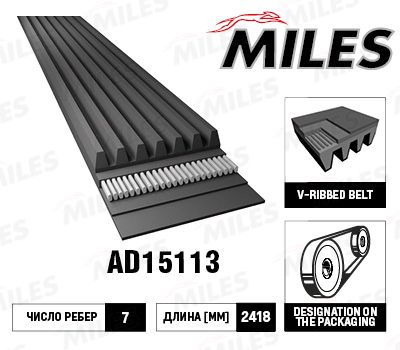 Поликлиновой ремень MILES AD15113 для MITSUBISHI PAJERO