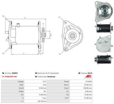 GENERATOR START AS-PL S2087S 4