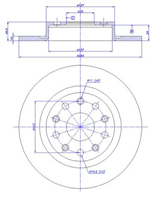 CAR 142.1729 Тормозные диски  для ALFA ROMEO GIULIETTA (940_) 1.4 TB (940.FYA1A)