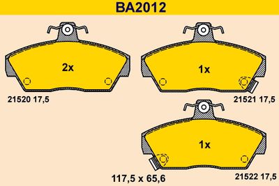 BA2012 BARUM Комплект тормозных колодок, дисковый тормоз
