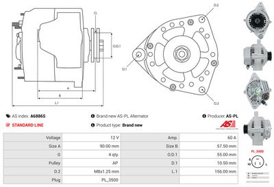 GENERATOR / ALTERNATOR AS-PL A6886S 4