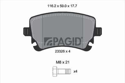 Zestaw klocków hamulcowych, hamulce tarczowe PAGID T2568N