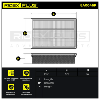 въздушен филтър RIDEX 8A0046P