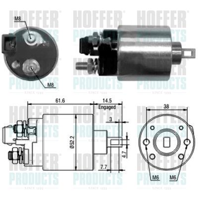 Тяговое реле, стартер HOFFER 46123 для VW CORRADO