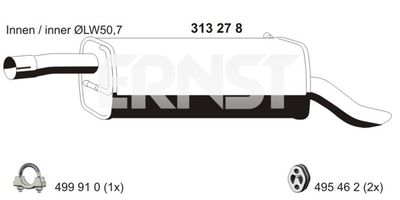 Глушитель выхлопных газов конечный ERNST 313278 для FORD FUSION