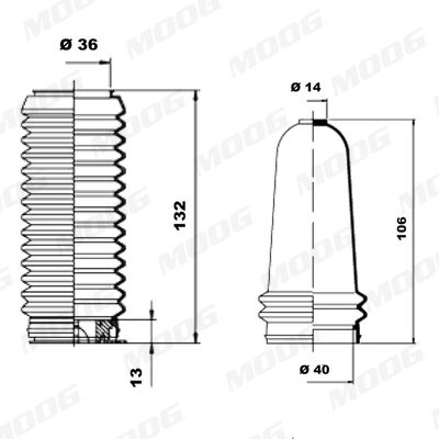 FALTENBALGSATZ LENKUNG MOOG K150150 1