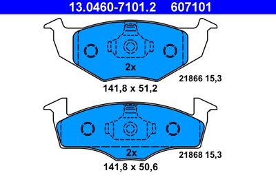 Комплект тормозных колодок, дисковый тормоз ATE 13.0460-7101.2 для VW VENTO