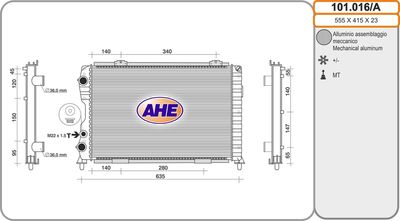 Радиатор, охлаждение двигателя AHE 101.016/A для ALFA ROMEO GTV
