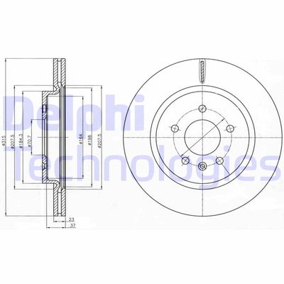 Тормозной диск DELPHI BG4388C для VAUXHALL ZAFIRA