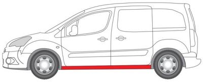 Dorpel aan autozijde Links ((EN) galvanised) past: CITROEN BERLINGO II  PEUGEOT PARTNER II 04.08-06.12