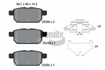 Комплект тормозных колодок, дисковый тормоз BENDIX Braking BPD2240 для SUZUKI SWIFT