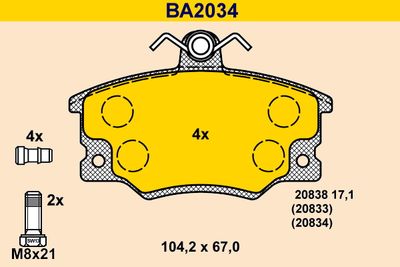 BA2034 BARUM Комплект тормозных колодок, дисковый тормоз