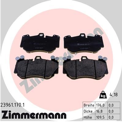 Комплект тормозных колодок, дисковый тормоз ZIMMERMANN 23961.170.1 для PORSCHE CAYENNE