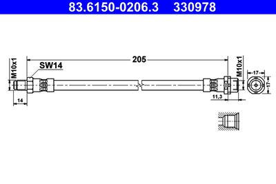 ATE 83.6150-0206.3 Тормозной шланг  для BMW Z4 (Бмв З4)