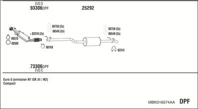Układ wydechowy WALKER MBK016574AA