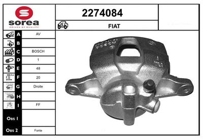 EAI 2274084 Тормозной суппорт  для FIAT 500 (Фиат 500)