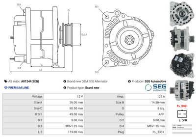GENERATOR / ALTERNATOR AS-PL A01241SEG 4