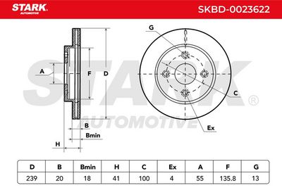 спирачен диск STARK SKBD-0023622