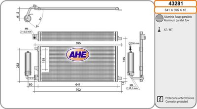 AHE 43281 Радиатор кондиционера  для NISSAN QASHQAI / QASHQAI +2 I (J10, NJ10, JJ10E) 1.6