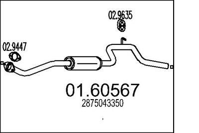 MTS 01.60567 Глушитель выхлопных газов  для HYUNDAI H100 (Хендай Х100)