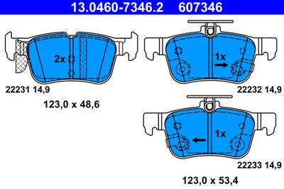Комплект тормозных колодок, дисковый тормоз ATE 13.0460-7346.2 для FORD S-MAX