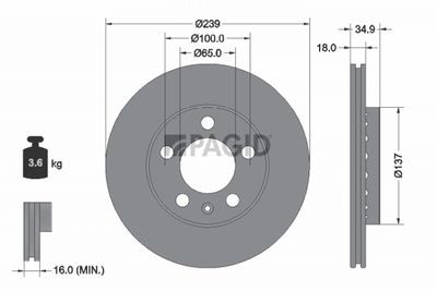 Tarcza hamulcowa PAGID 50317NC