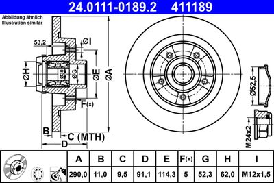 Тормозной диск ATE 24.0111-0189.2 для RENAULT TALISMAN