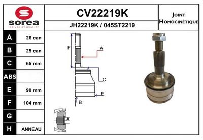 EAI Homokineet reparatie set, aandrijfas (CV22219K)