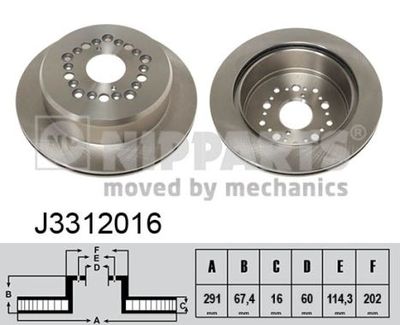 NIPPARTS J3312016 Тормозные диски  для LEXUS LS (_F2_) 400 (UCF20_)