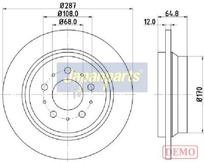 спирачен диск JAPANPARTS DP-0321C