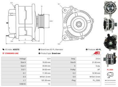 GENERATOR / ALTERNATOR AS-PL A5537S 4