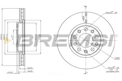 BREMSI CD7956V Тормозные диски  для ALFA ROMEO GIULIETTA (940_) 1.6 JTDM (940.FYE1_)