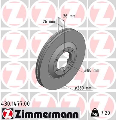 Тормозной диск ZIMMERMANN 430.1477.00 для GREAT WALL HAVAL