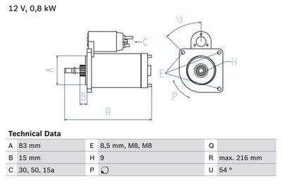 Startmotor BOSCH 0 986 013 590