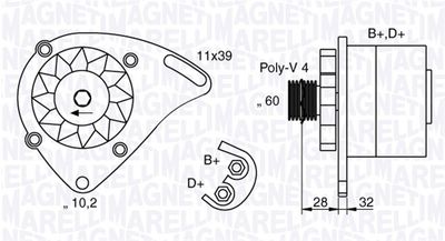 Генератор MAGNETI MARELLI 063321760010 для FIAT SEICENTO