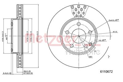 Tarcza hamulcowa METZGER AUTOTEILE 6110672