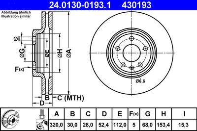 Тормозной диск ATE 24.0130-0193.1 для AUDI Q5