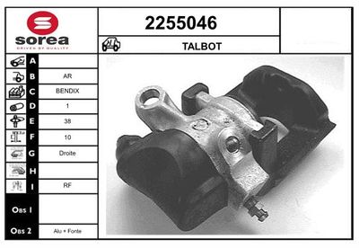 Тормозной суппорт EAI 2255046 для TALBOT SIMCA