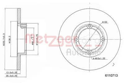 спирачен диск METZGER AUTOTEILE 6110713