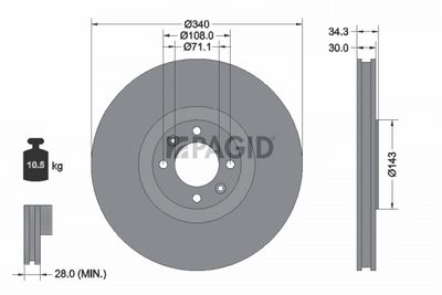 Tarcza hamulcowa PAGID 55569NC