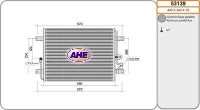 Конденсатор, кондиционер AHE 53139 для FIAT ALBEA