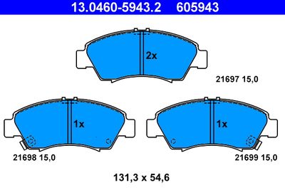 Комплект тормозных колодок, дисковый тормоз ATE 13.0460-5943.2 для HONDA CAPA
