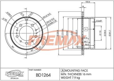 Тормозной диск FREMAX BD-1264 для LEXUS LX
