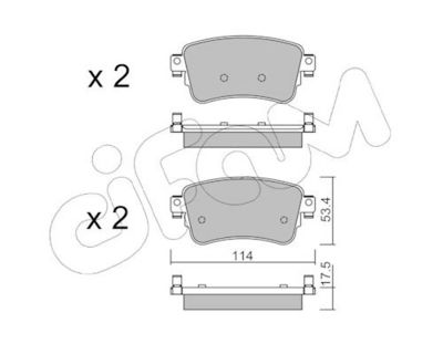 комплект спирачно феродо, дискови спирачки CIFAM 822-1108-0