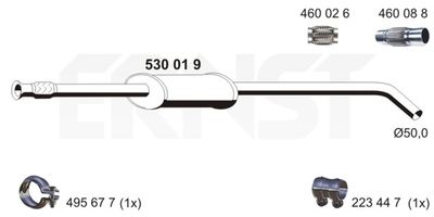 ERNST 530019 Глушитель выхлопных газов  для RENAULT MEGANE I Classic (LA0/1_) 1.6 i (LA0L)