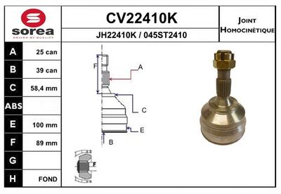 EAI CV22410K ШРУС  для PEUGEOT 308 (Пежо 308)