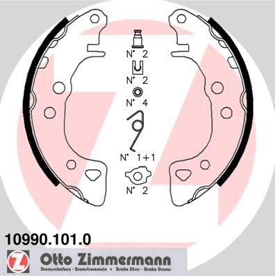 ZIMMERMANN 10990.101.0 Ремкомплект барабанных колодок  для PEUGEOT 106 (Пежо 106)